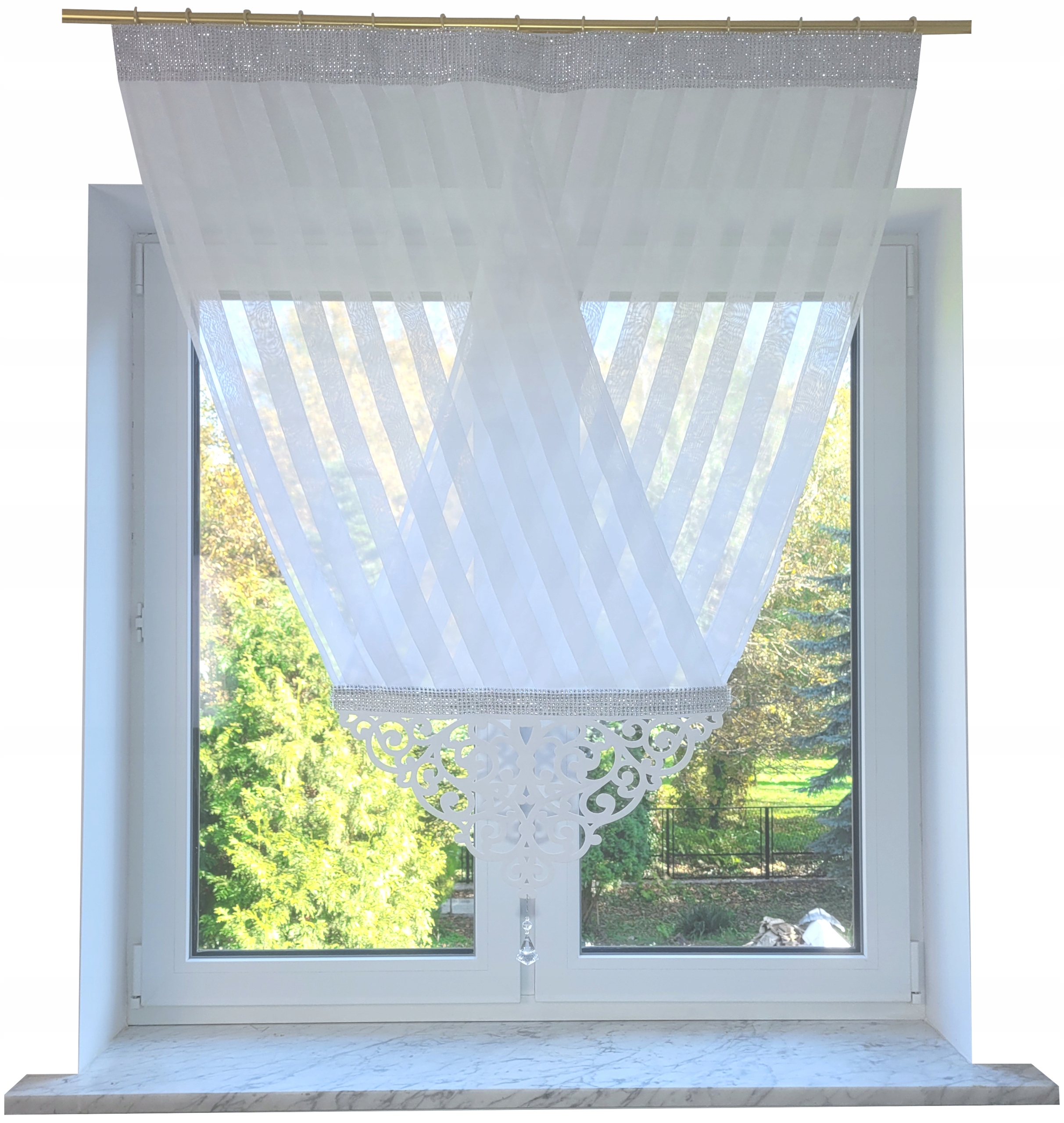 

Firana Dekoracyjna Panel Ażur 130x120 Woal Diament
