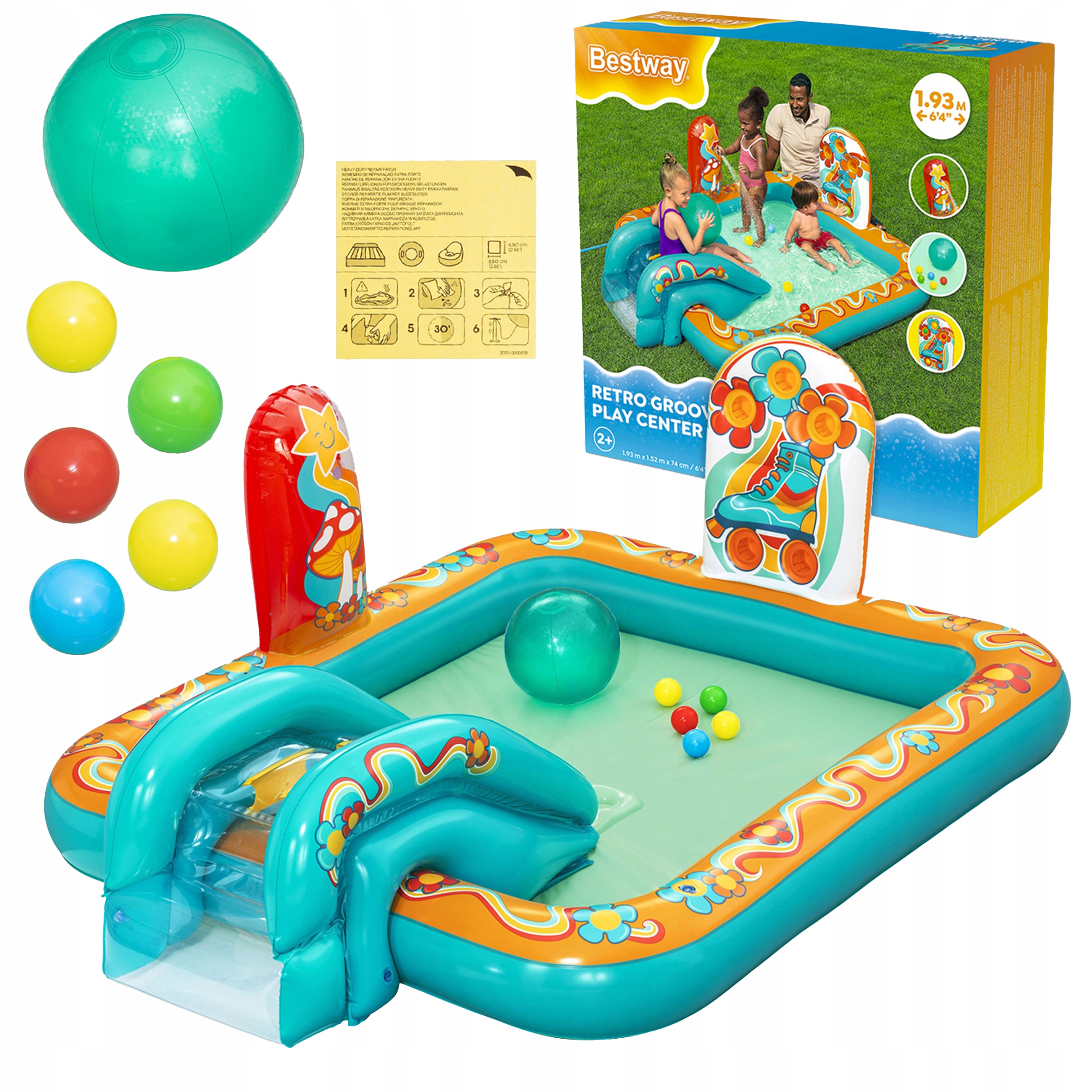 Dětské Hřiště Nafukovací Bazén Skluzavka Postřikovač Míč Set Bestway 53164