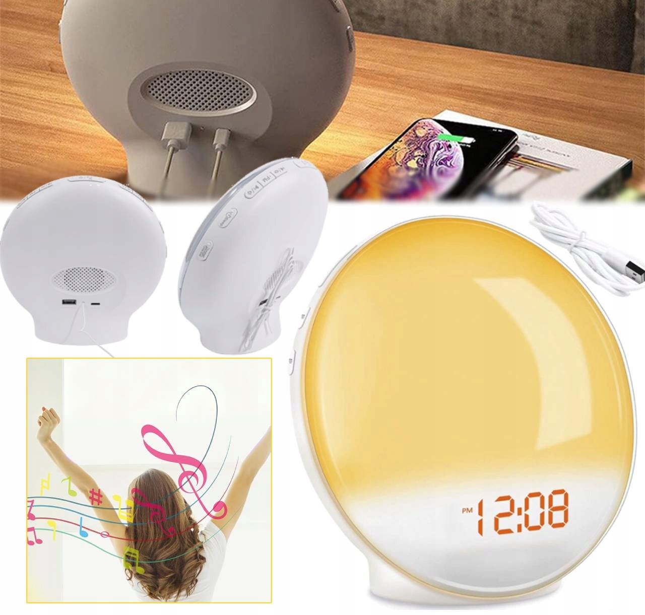 Budík Východ slunce Světelný simulátor Noční Lampa Časovač budíku