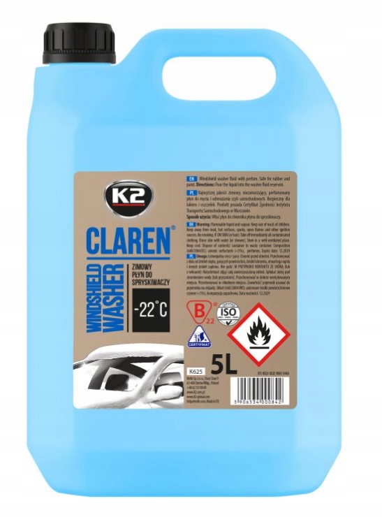 PŁYN DO SPRYSKIWACZY ZIMOWY K2 CLAREN -22°C 5L