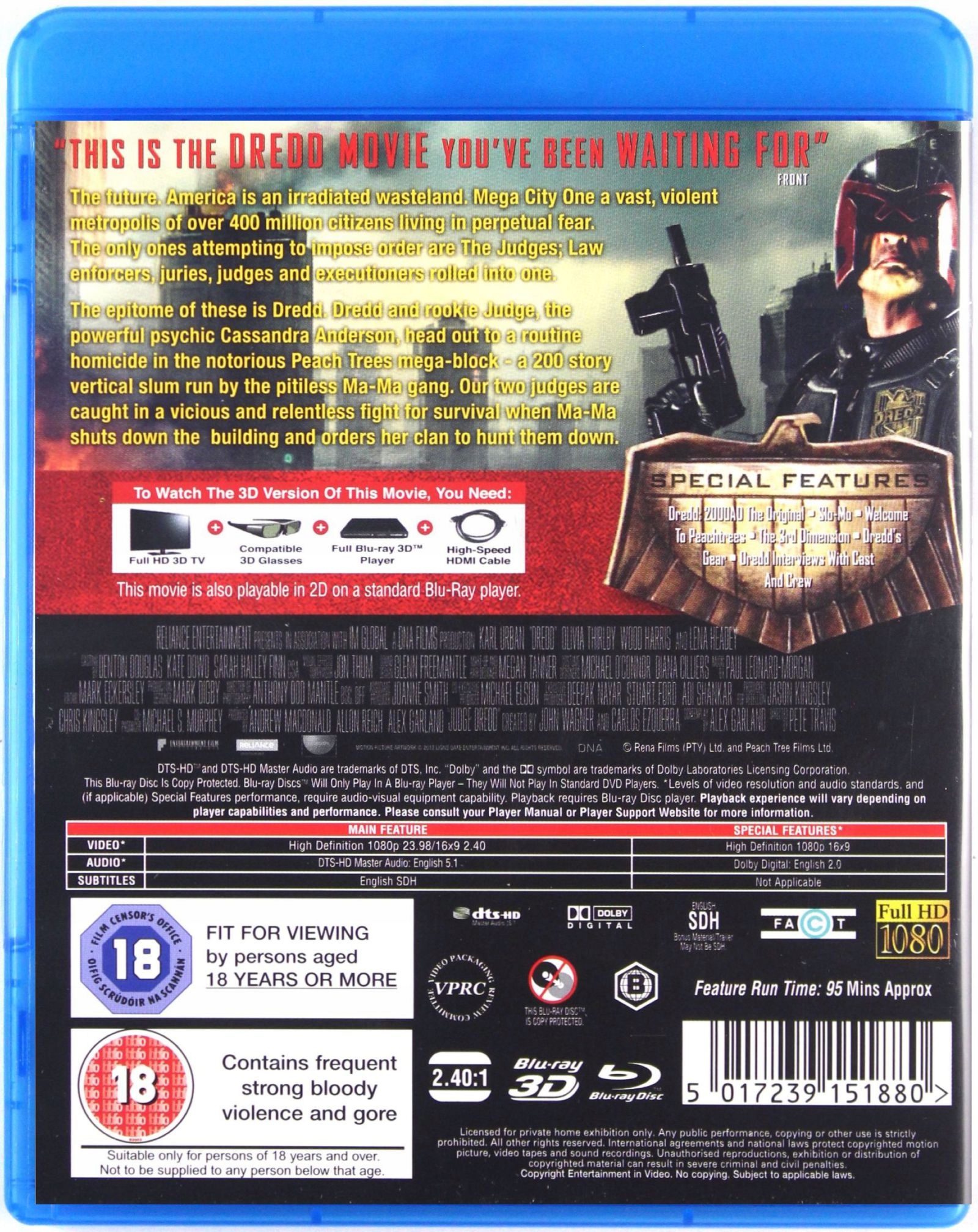 DREDD (BLU-RAY 3D)+(BLU-RAY) Stan opakowania oryginalne