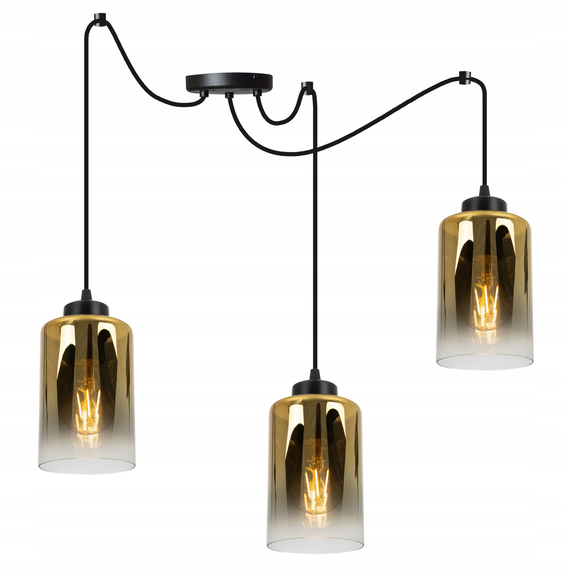 

Lampa Wisząca Pająk Szklany Złoty Klosz