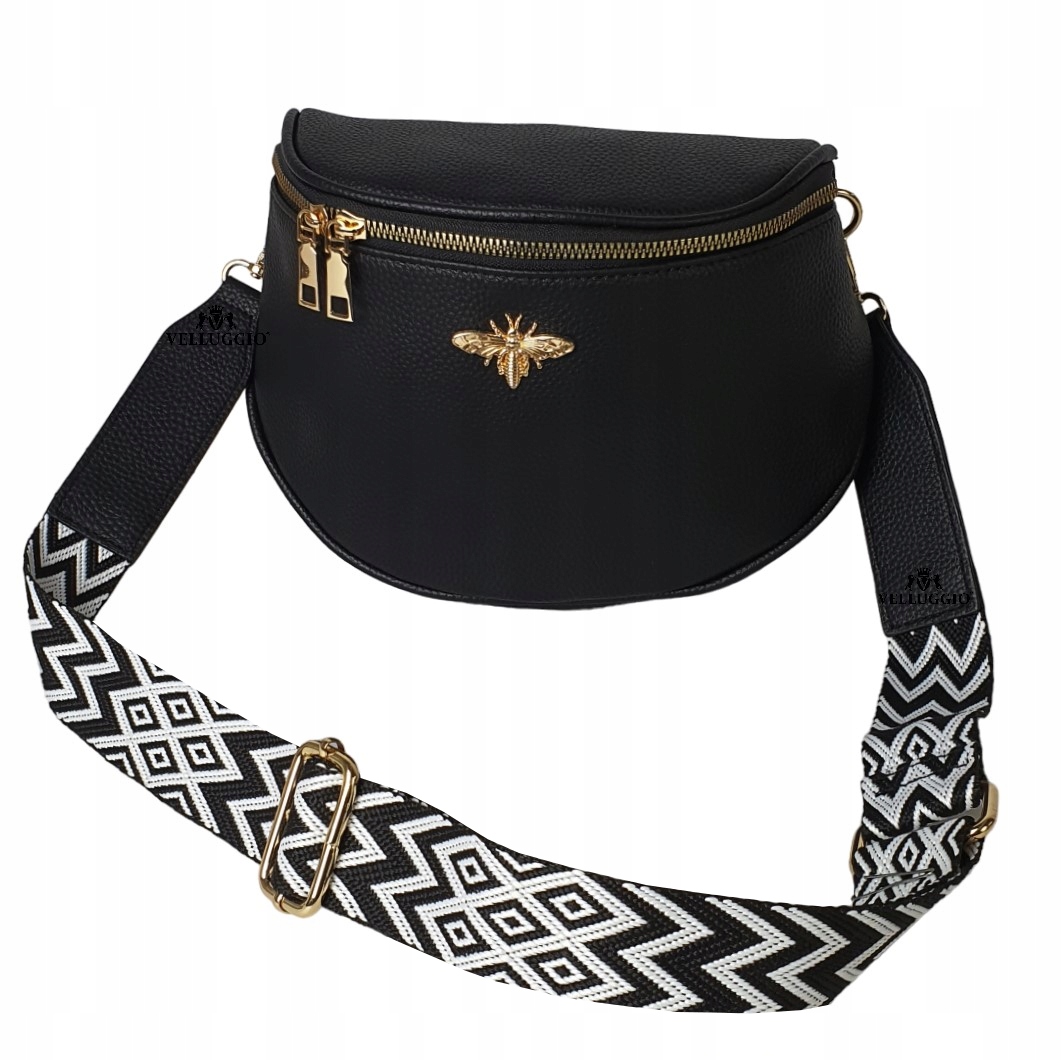 LISTONOSZKA TOREBKA DAMSKA NERKA SASZETKA NA RAMIĘ PSZCZÓŁKA MUSZKA Marka Velluggio