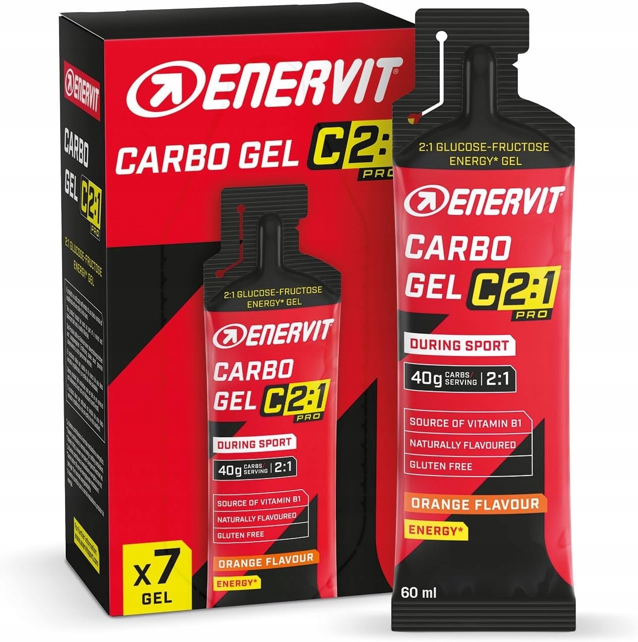 Enervit Energetický gel 40 g uhlí 7x60 ml Box Carbo Gel pomerančová příchuť