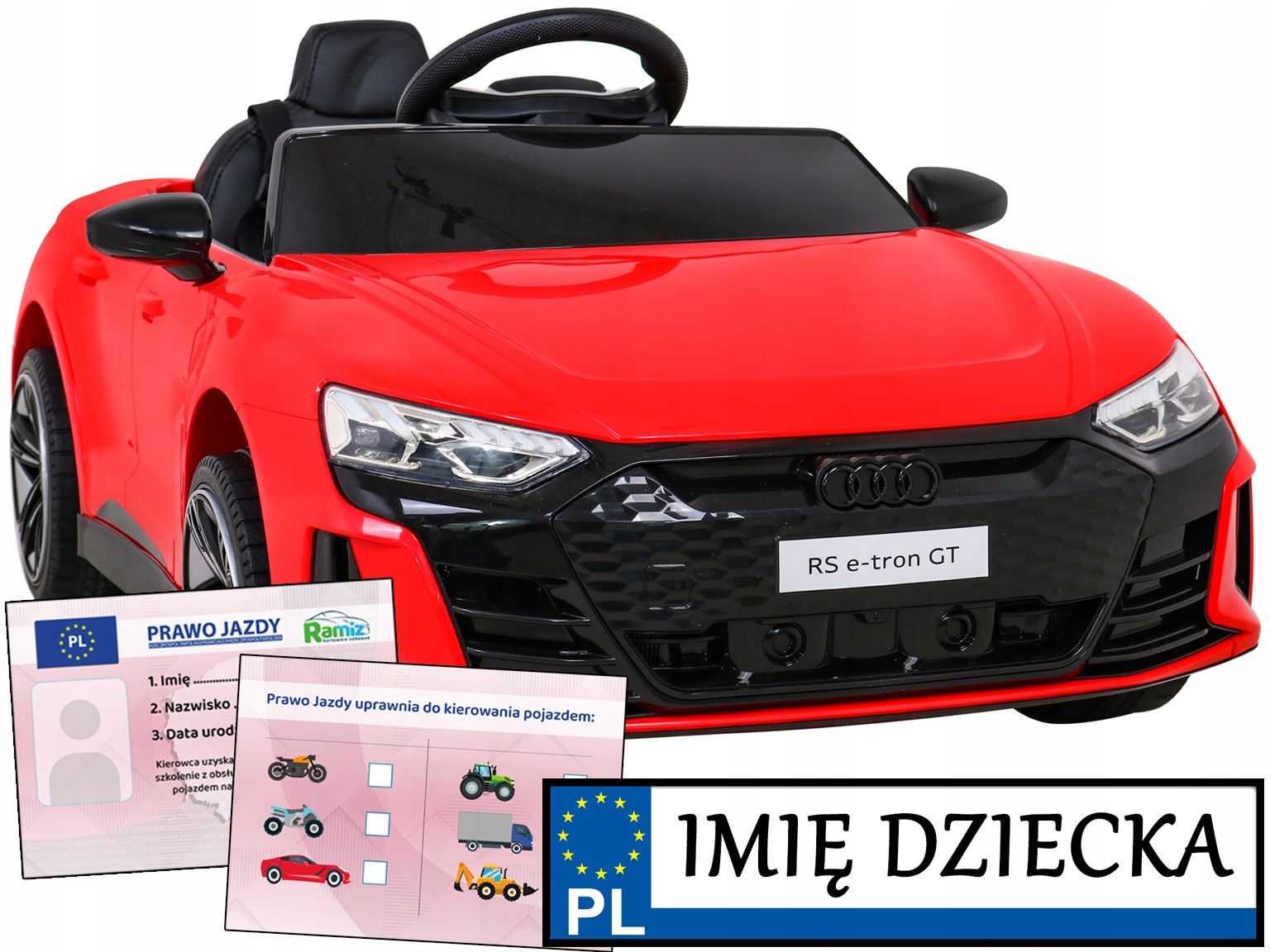 Auto Dla Dzieci na akumulator Audi Rs E-tron Gt tablica imienna Prawo Jazdy