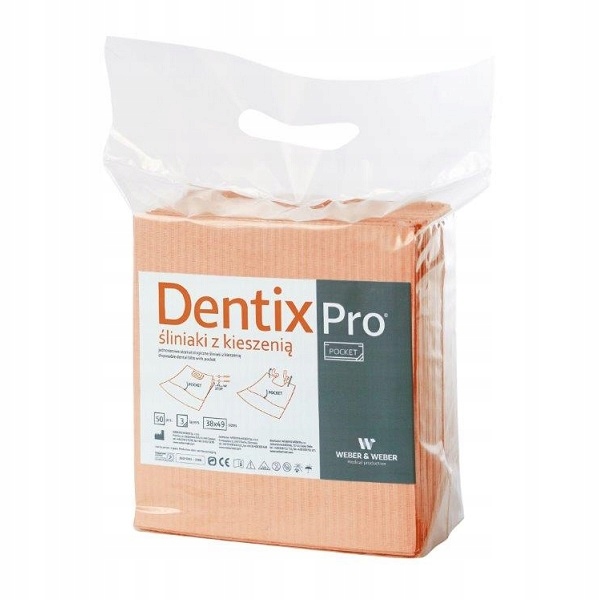 

DentixPro śliniaki z kieszenią Morelowy 50 szt.