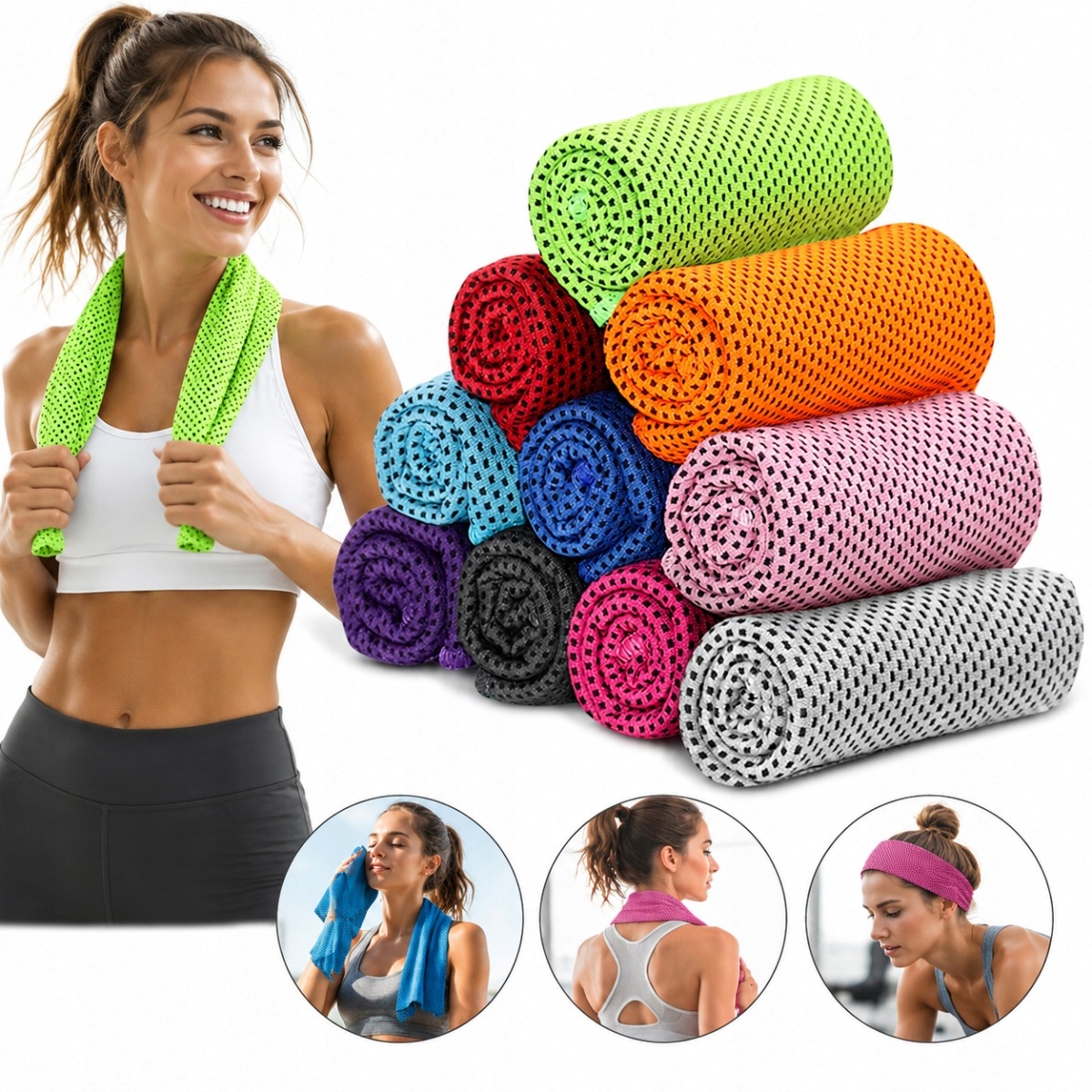 10X Ręcznik Chłodzący Szybkoschnący Cool Towel Siłownia Fitnes 30x80CM.