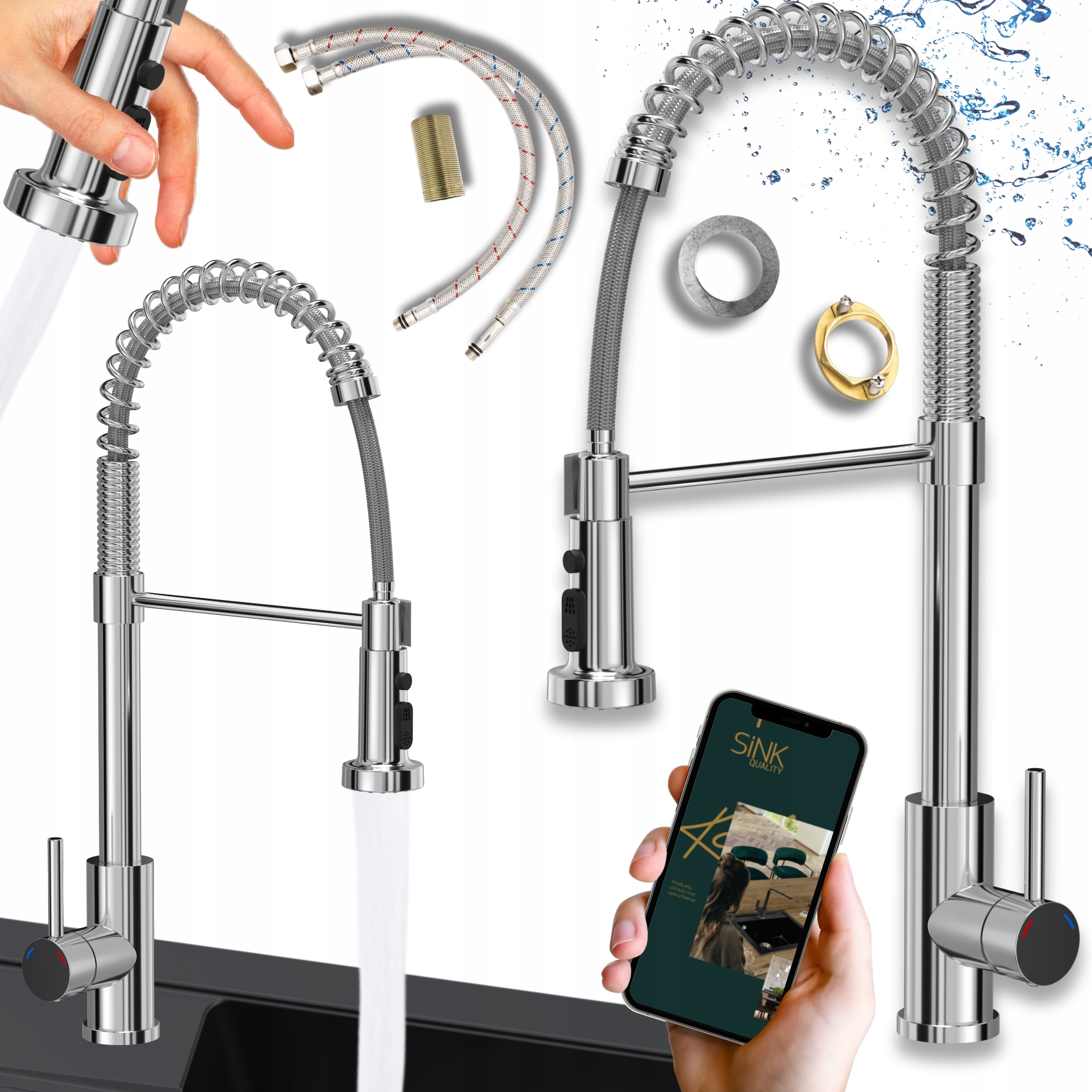 Kuchyňská baterie chromovaná Dřezová vytahovací sprcha Velká Dárek