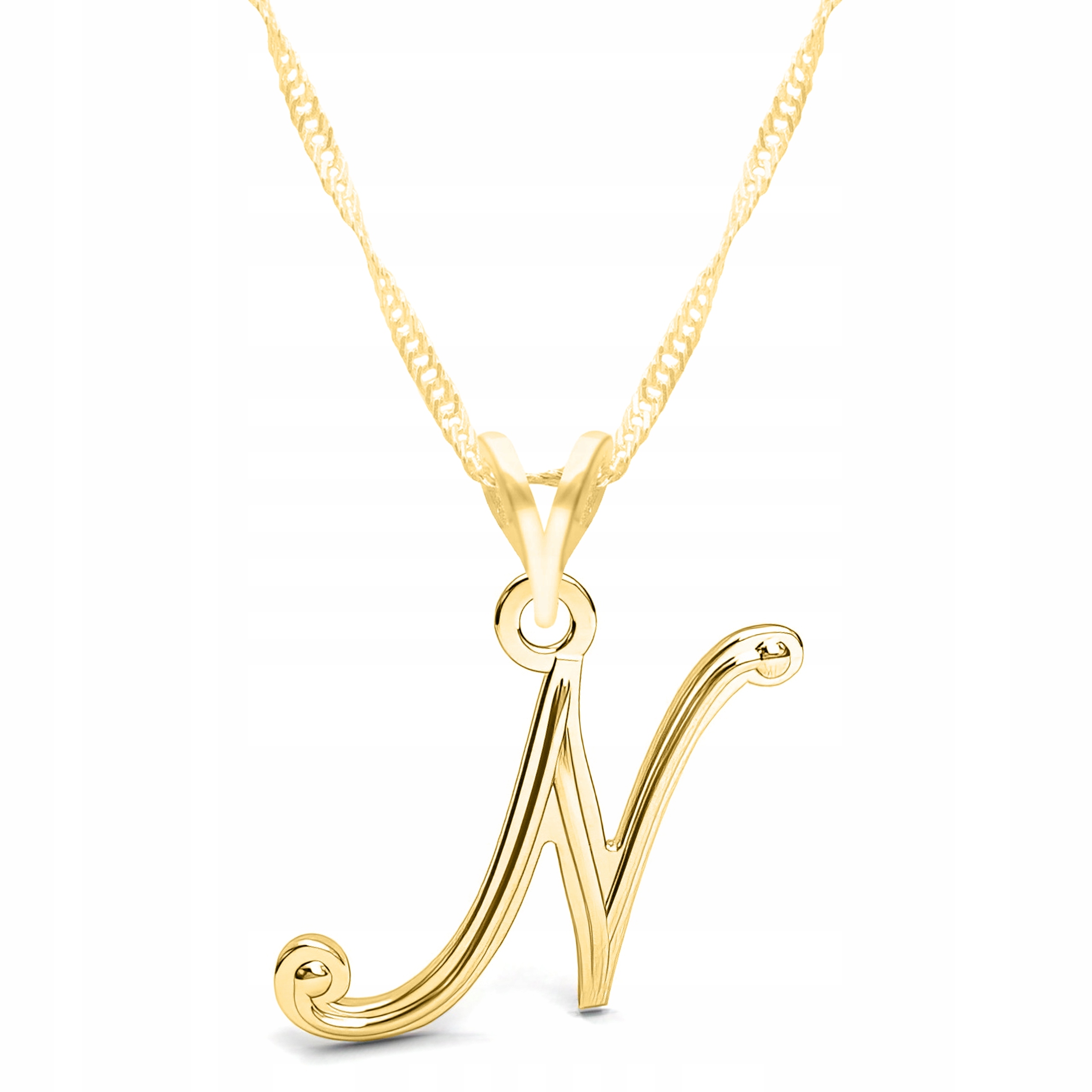 Zlatý náhrdelník s písmenkou iniciálou písmenem N Jméno iniciál Znamení Stříbro 925