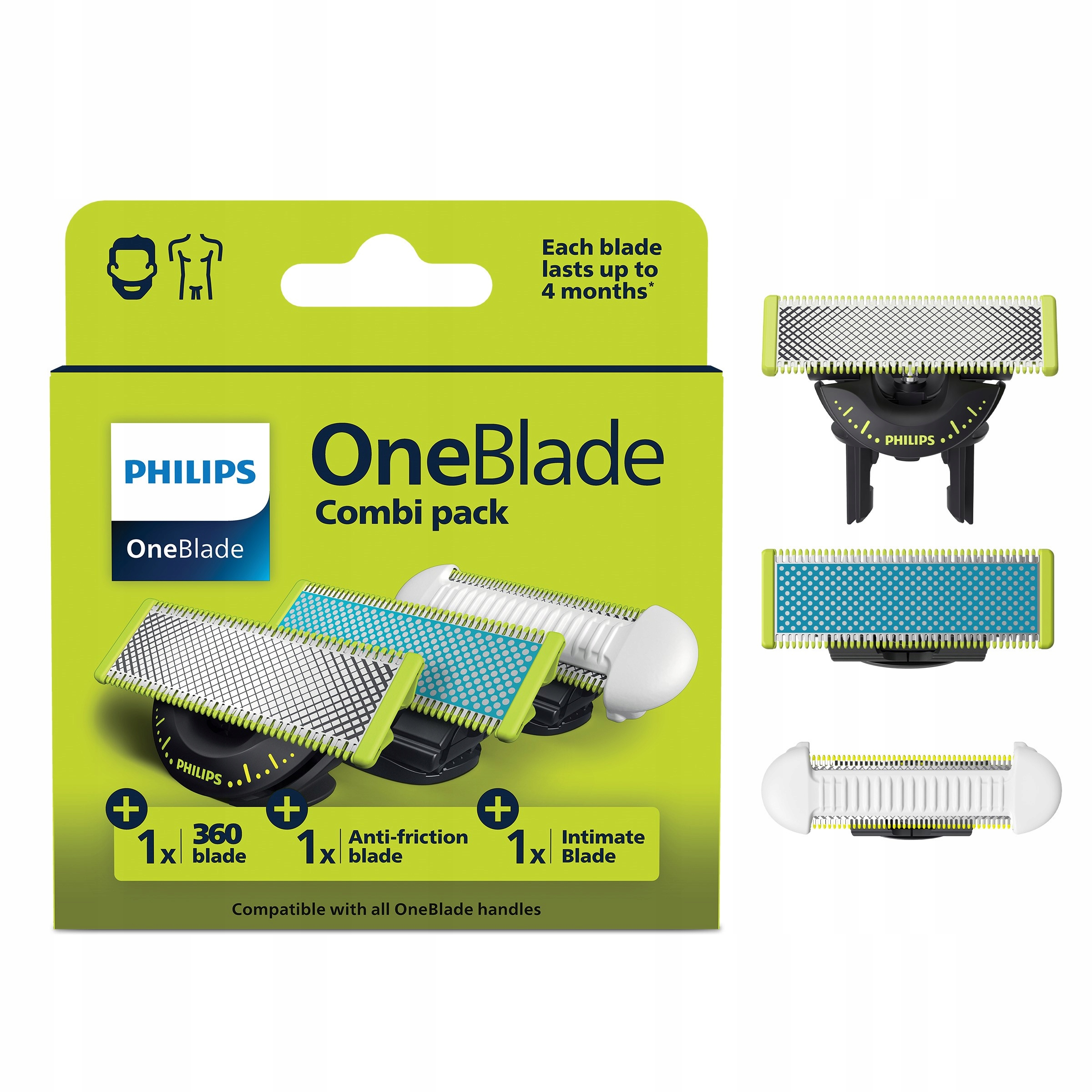 Vyměnitelné břity pro holicí strojek Philips Oneblade QP936/50, sada 3 ks