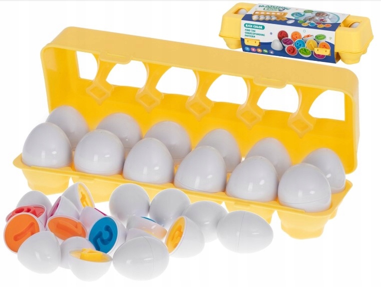 Dopasuj Układanka Edukacyjna Sorter Dopasuj Kształty Cyfer Jajka 12 Sztuk