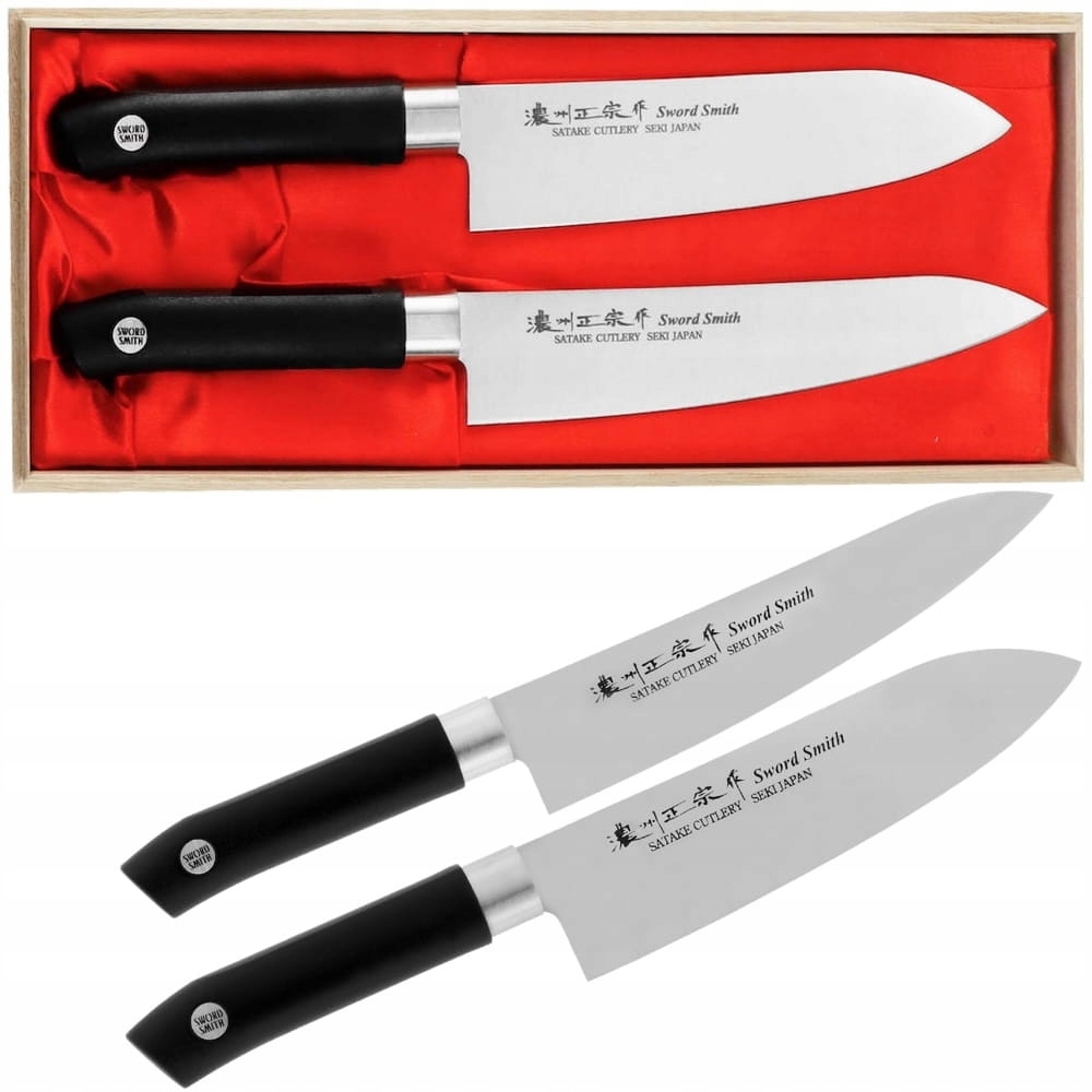 Satake Sword Smith Japonský set 2 nožov Santoku a šéfa darčekového noža