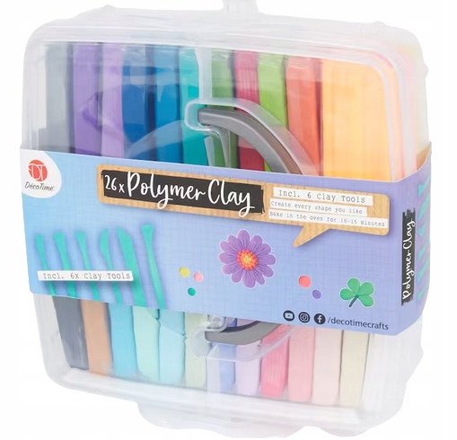 MODELINA TERMOUTWARDZALNA GLINA POLIMEROWA W PUDEŁKU 26 x 20g WIELOKOLOROWA Marka DecoTime
