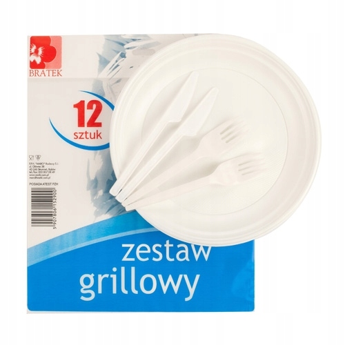 

Zestaw Grillowy talerze sztućce serwetki x 12 szt