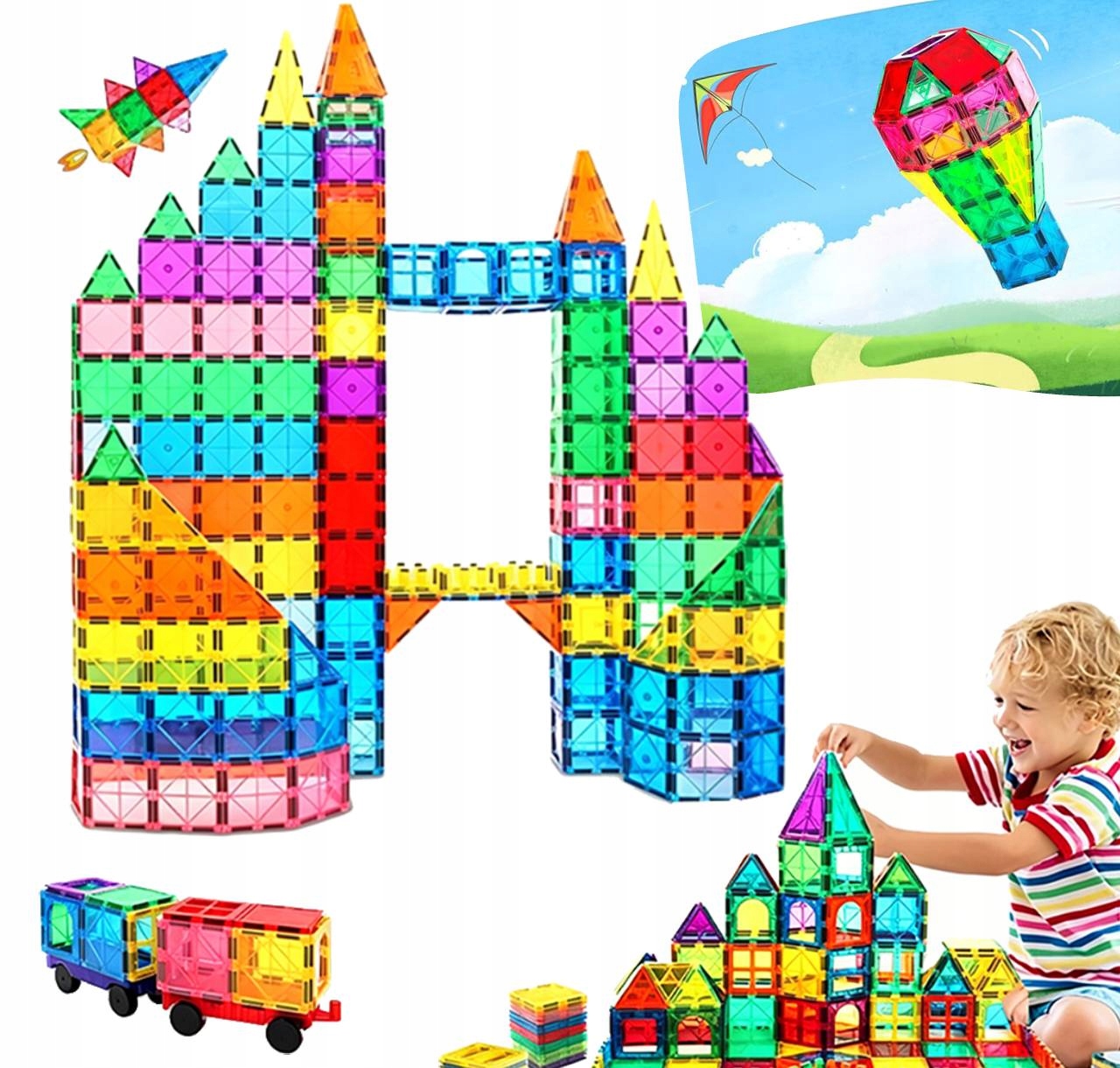 Duże Klocki Magnetyczne Konstrukcyjne Zestaw 100EL Panele Magnetic Tiles 3D