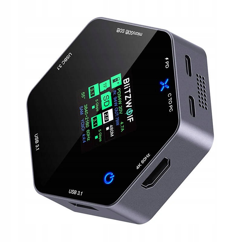Dokovací stanice 8v1 Blitzwolf BW-TH16 Usb 100W LCD Smart Display