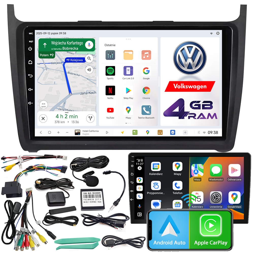 Autorádio Ncs D9 Volkswagen Polo 5 V 2009-2017 Android 4GB Lte