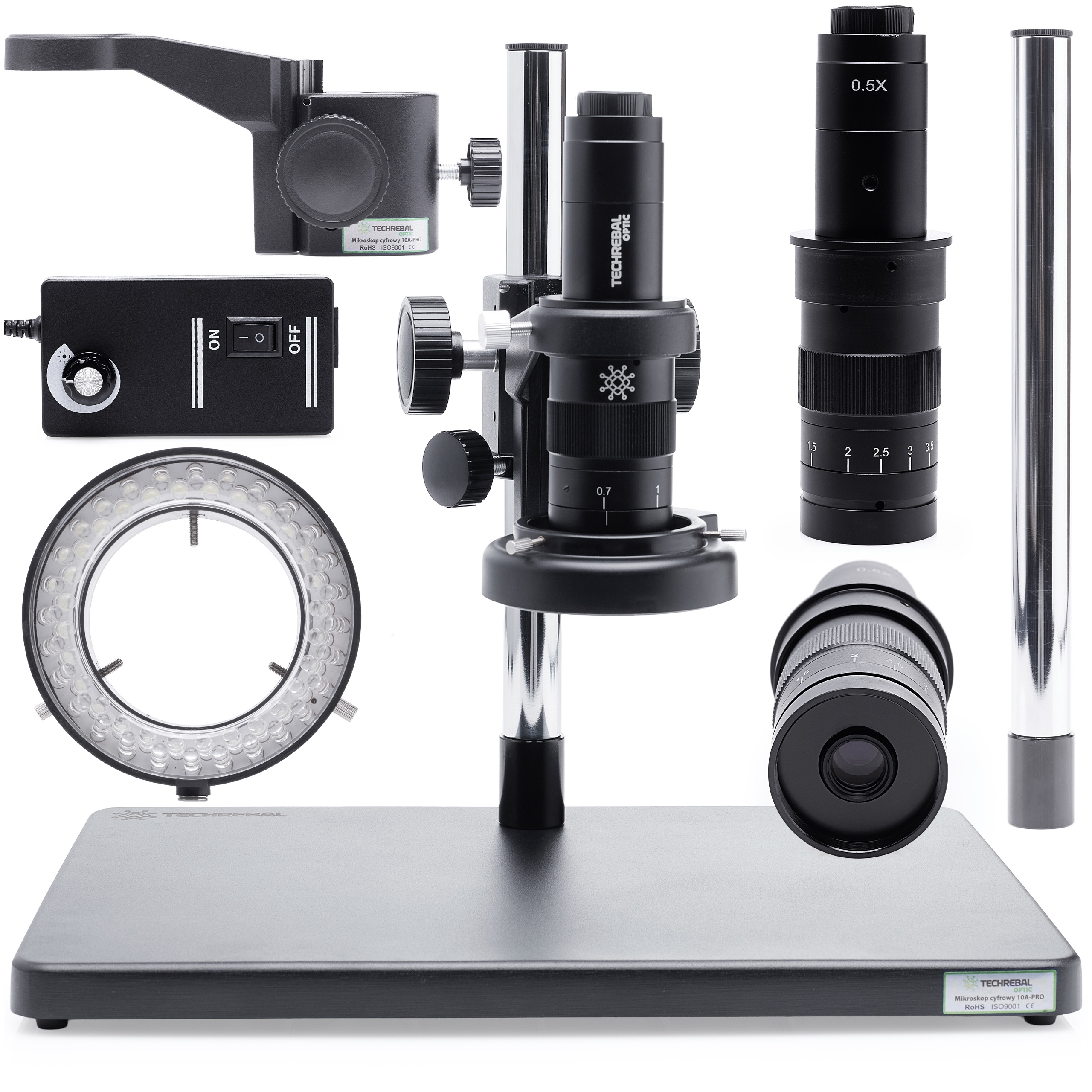 Digitální Mikroskop Pro Elektroniky Techrebal 10A 7-45x Osvětlení 56x Led