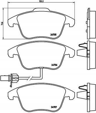 P 85 113 BREMBO KLOCKI HAMULCA PRZOD Strona zabudowy przód
