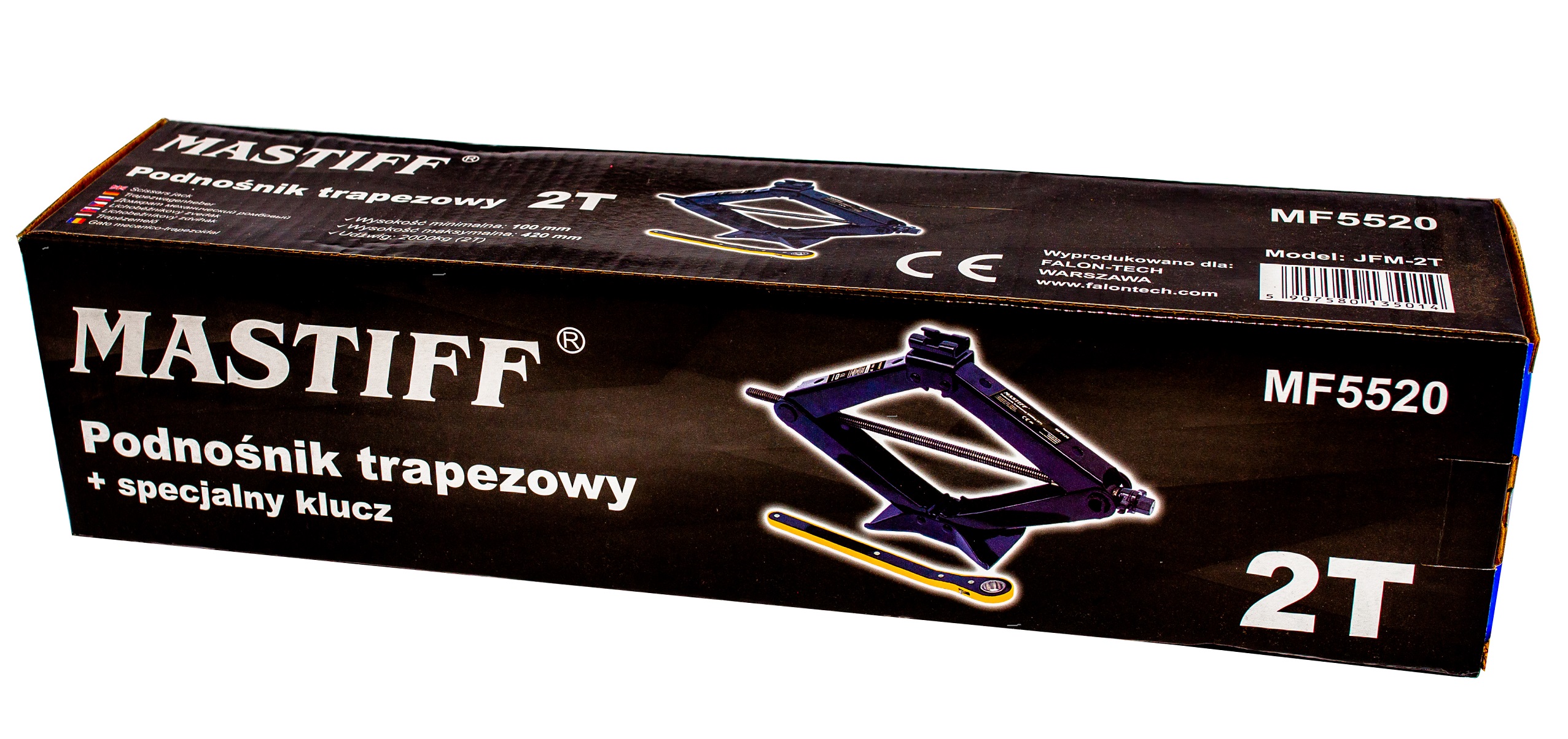 PODNOŚNIK SAMOCHODOWY LEWAREK TRAPEZOWY KLUCZ 2T Udźwig 2000 kg