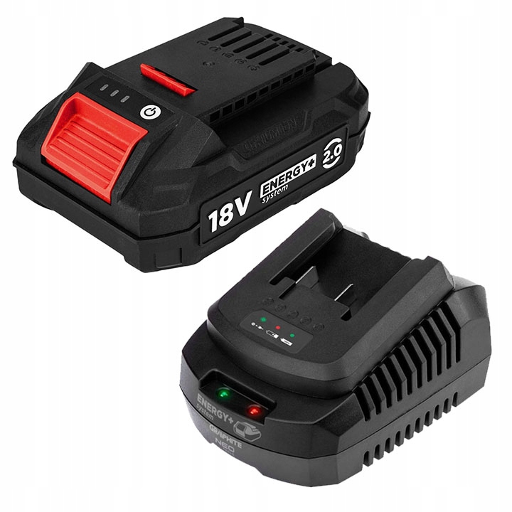 Akumulátor energy+ 18v li-ion 2. 0ah je součástí balení nabíječky