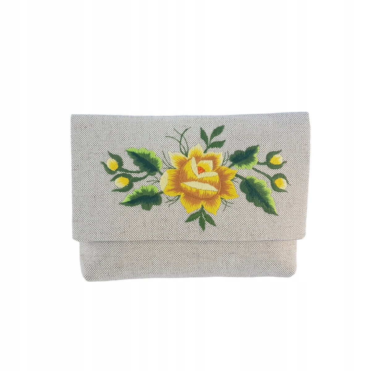 Lněná Psaníčko Folk Lovecká Výšivka Žlutá Růže Ruční Práce