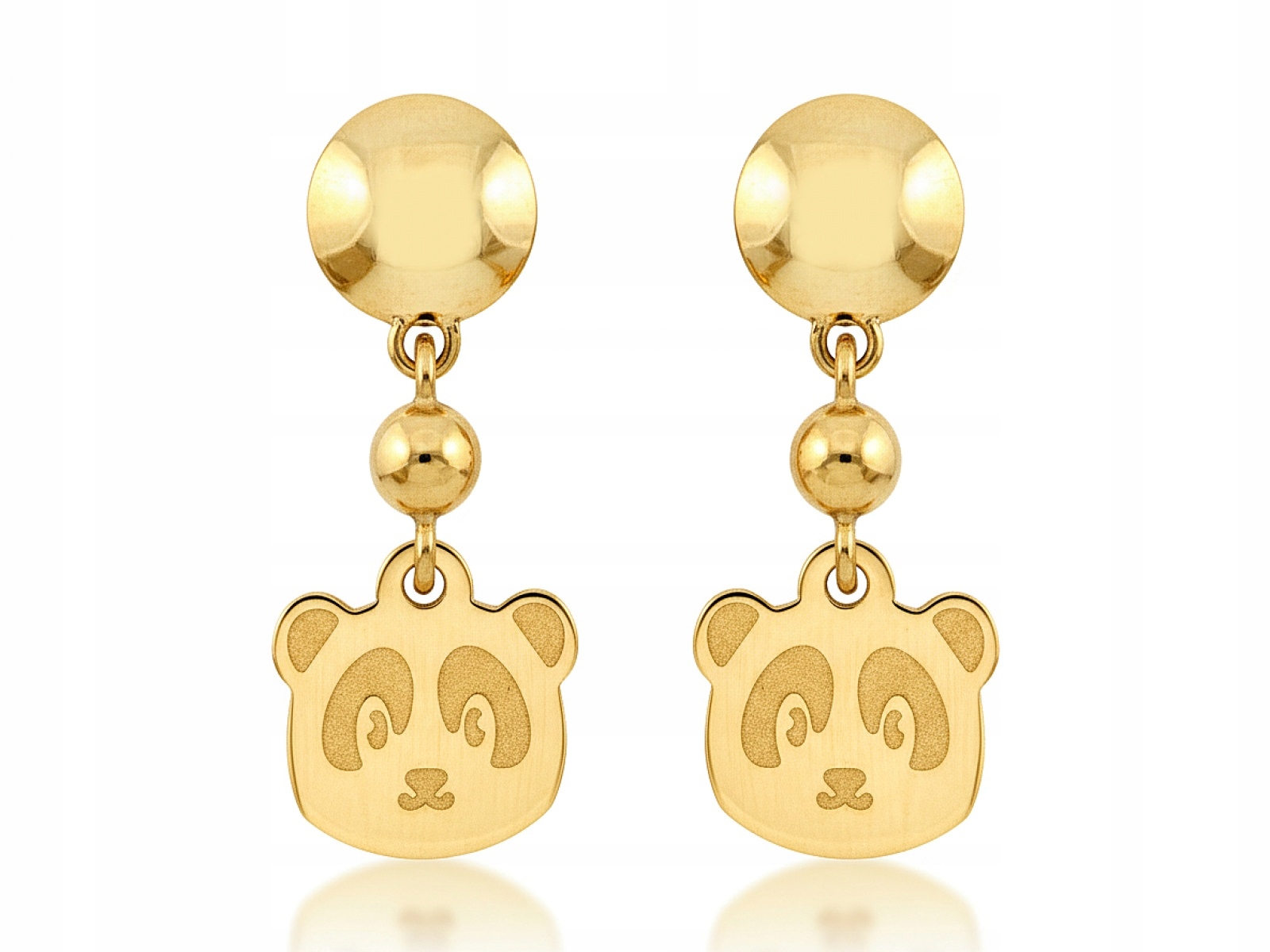 Zlaté náušnice 585 elegantní ve tvaru hlavy medvídka pro dívku