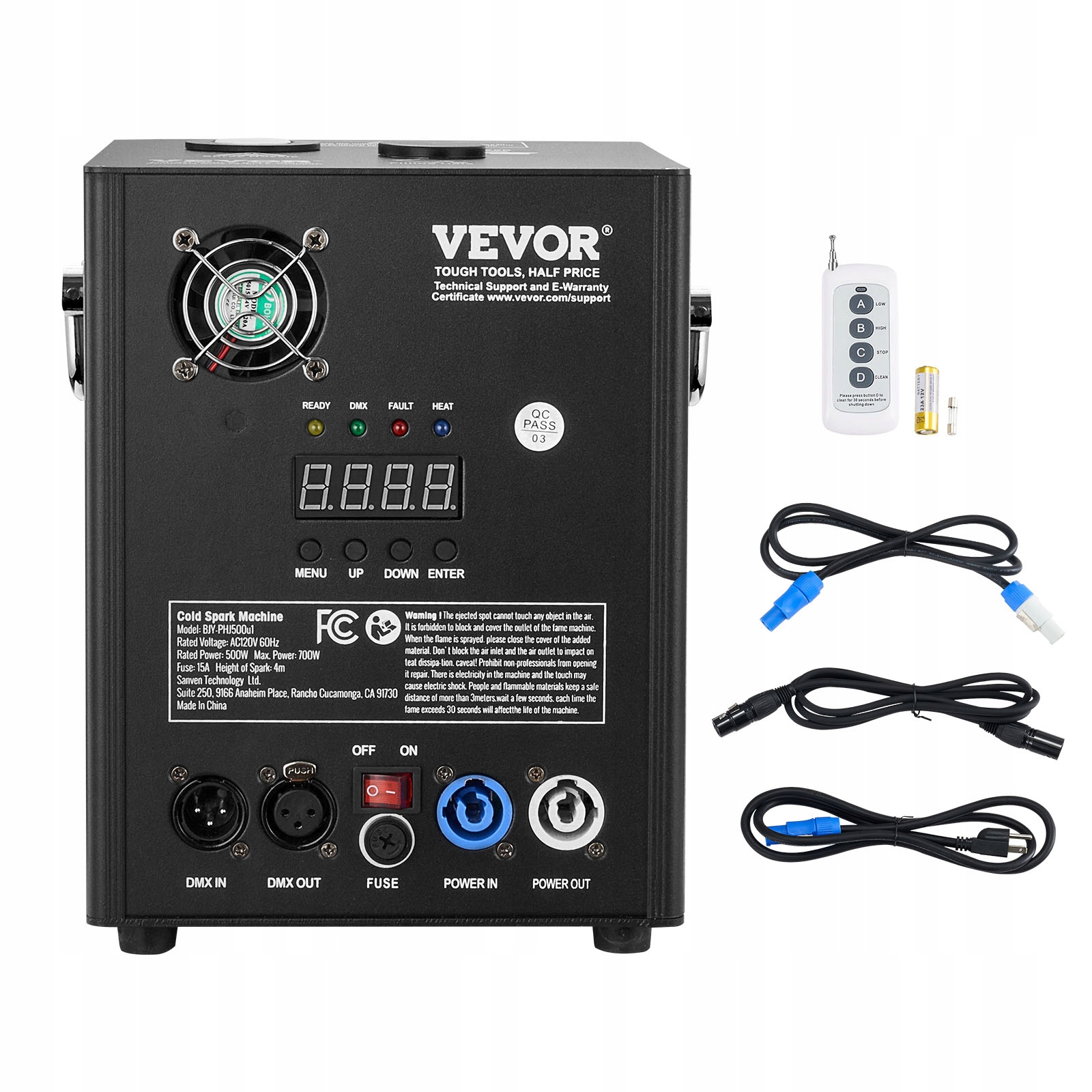 Vevor Stroj Na Výrobu Iskier 500 W Diaľkové Ovládanie DMX Hliníka