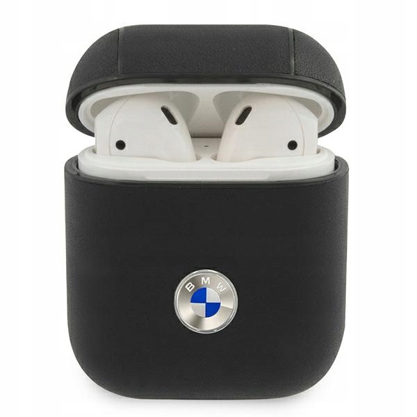 Bmw BMA2SSLBK AirPods 1/2 cover černá/černá Geniune Leather Silver Logo