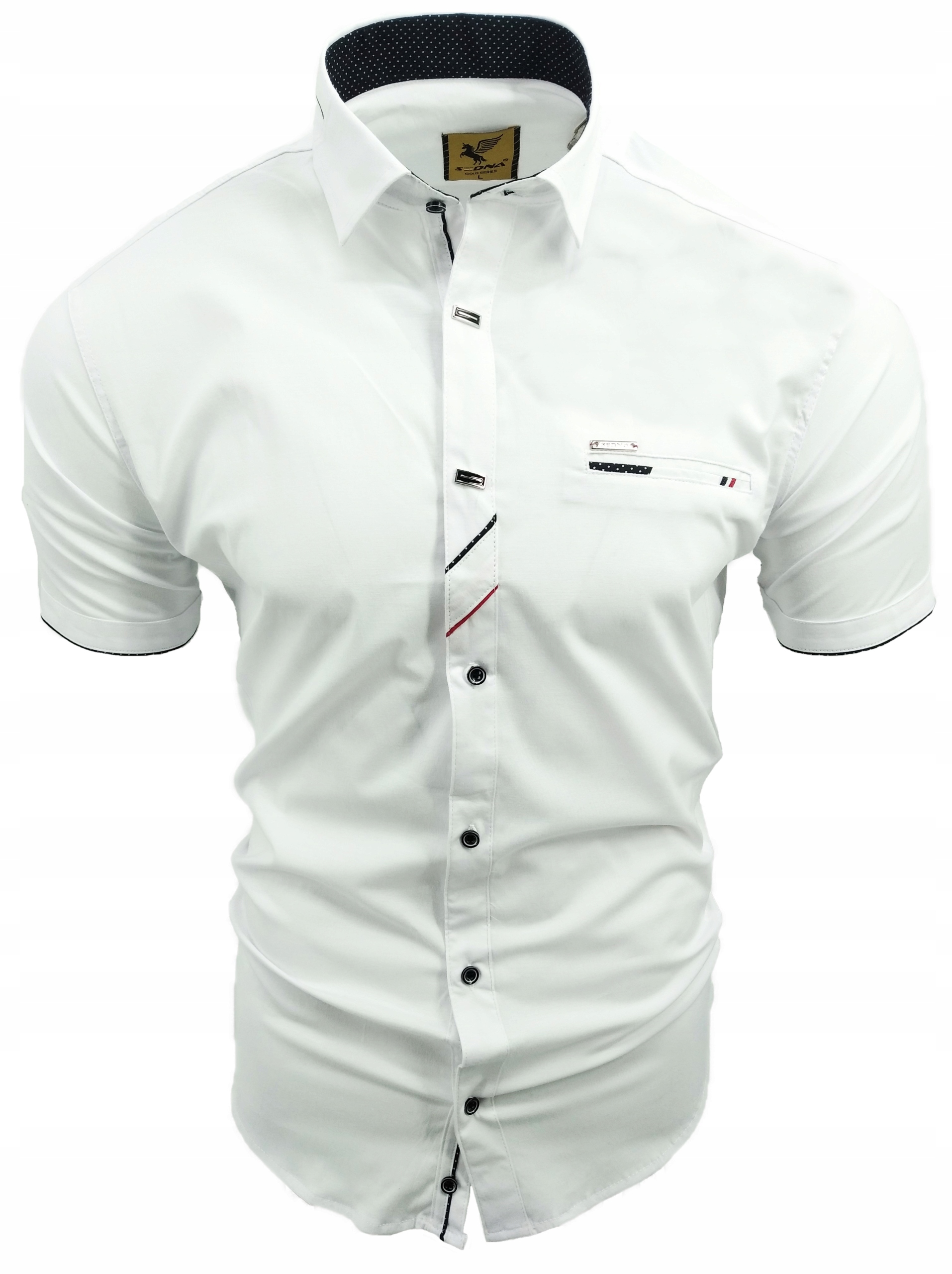 KOSZULA MĘSKA BIAŁA KRÓTKI RĘKAW SDN 672 M 39/40