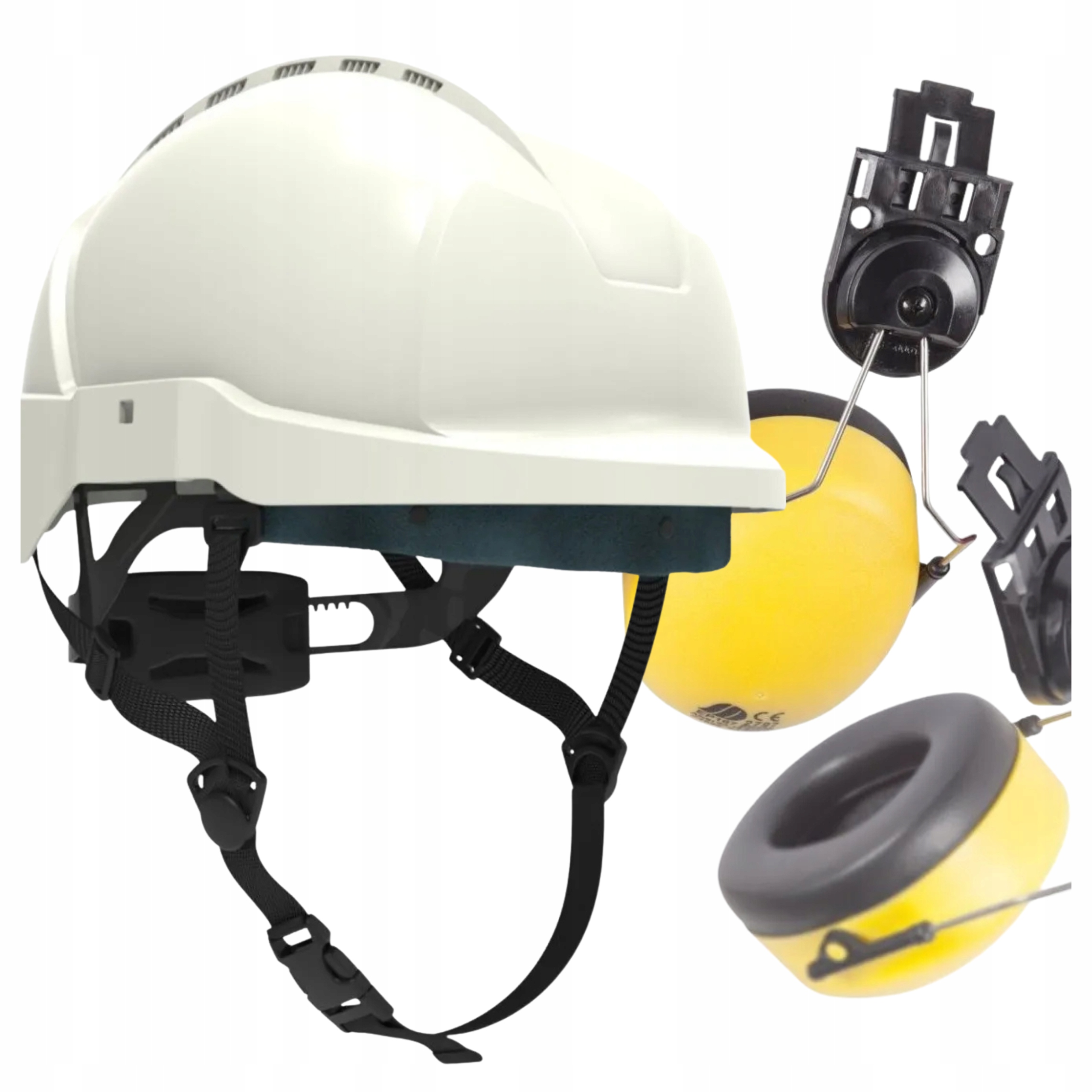 Ochranná stavební přilba pro práci Bozp, lehká bílá, En 397 náušníky