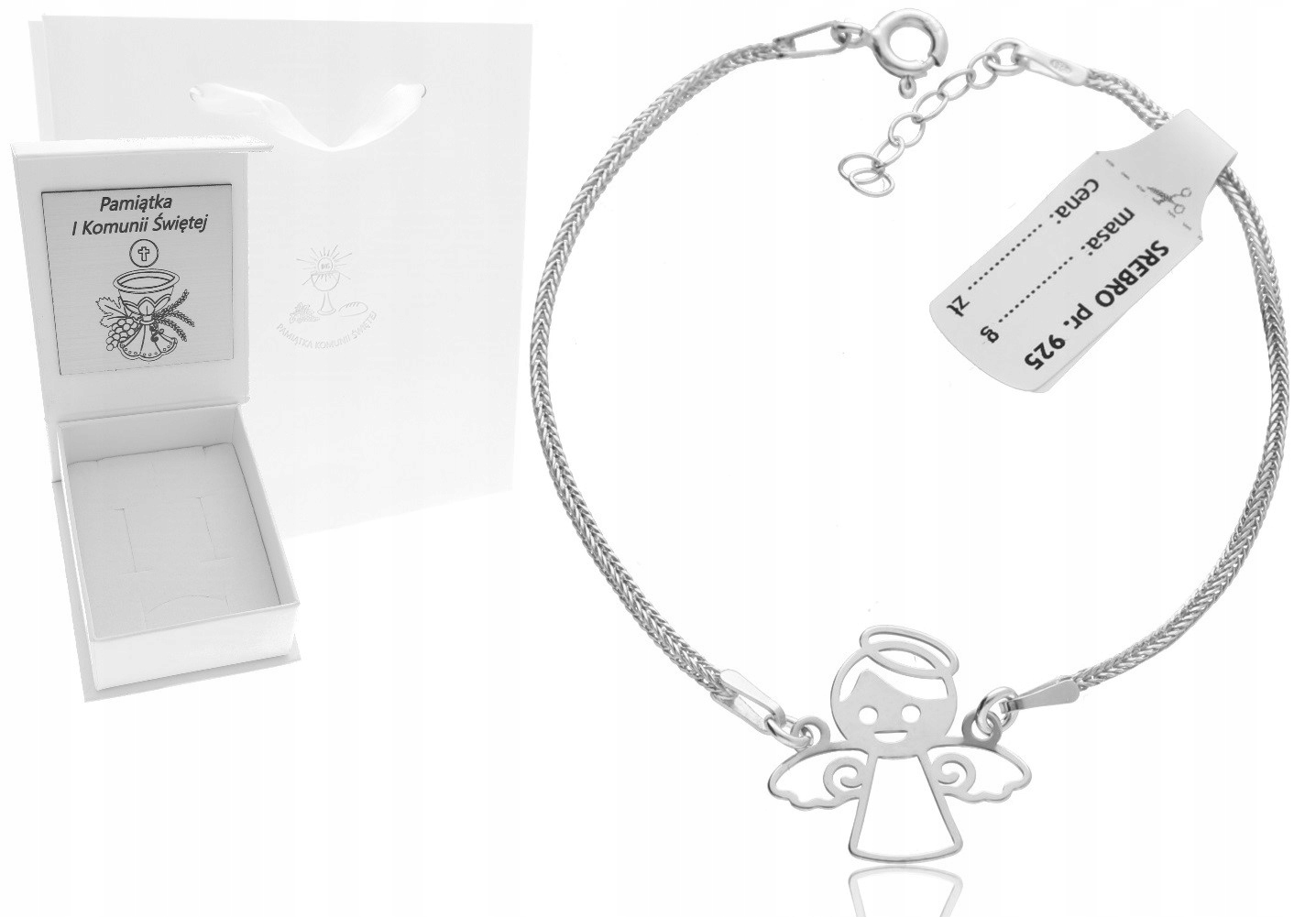 Stříbrný náramek Andílek 925 Svaté Přijímání Gravírování