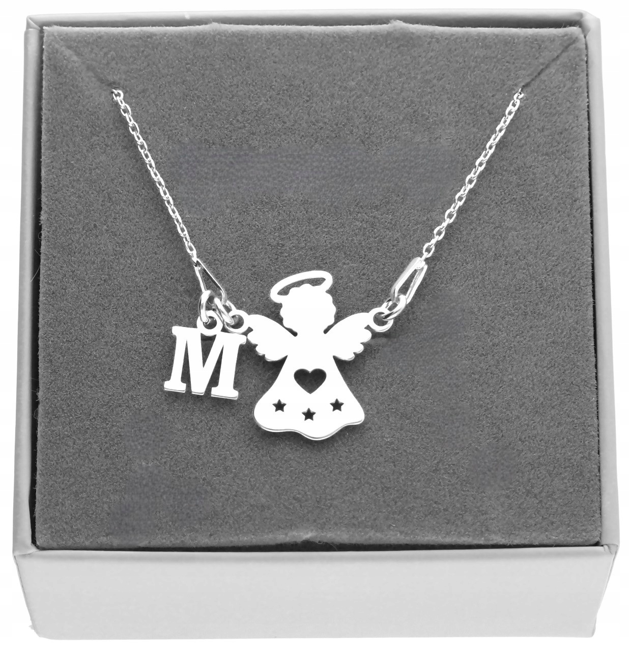 Stříbrný náhrdelník andílek s písmenem L Krabička Stříbro 925