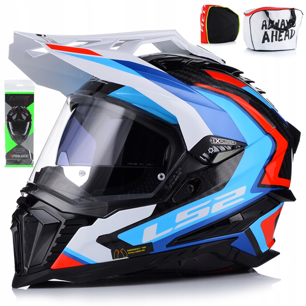 Motocyklová Prilba LS2 MX701 Explorer Carbon Uhlíkové Vlákno Pinlock Blenda