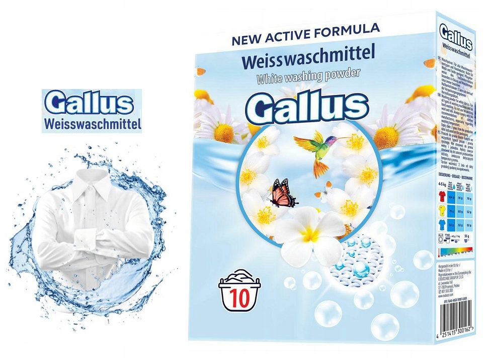 

Niemiecki Proszek do prania Białego Gallus 650g