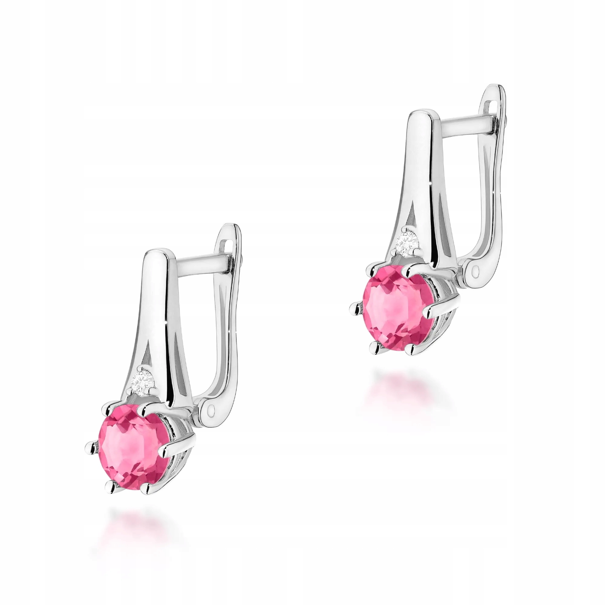Złote kolczyki Różowy Topaz 2 x 0,60ct białe złoto pr. 585