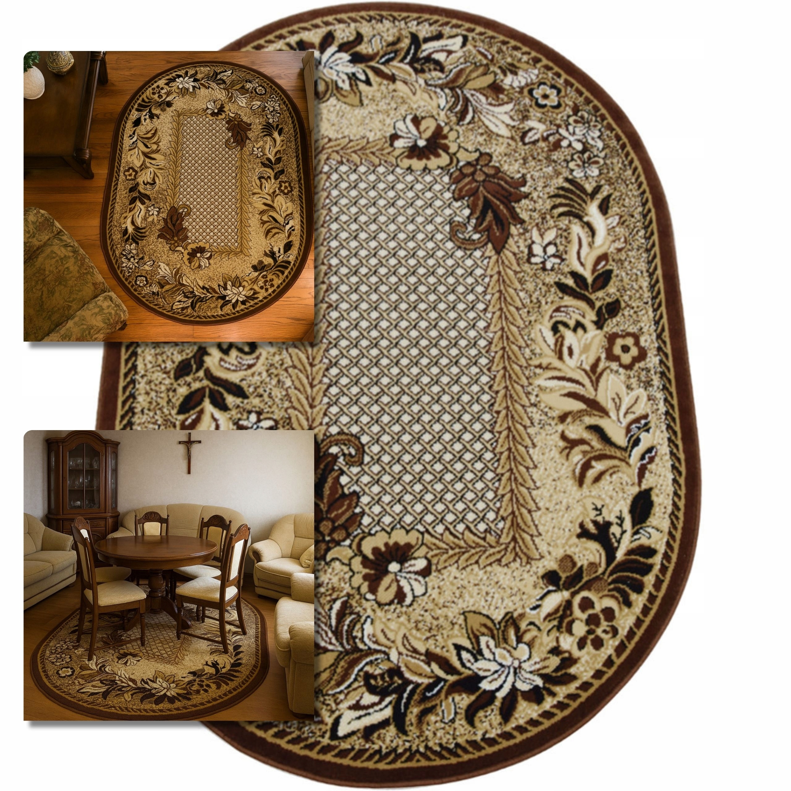 Koberec Oválný 160x225 Venezia Hnědý Koberec Do Obývacího Pokoje Ložnice Belgický