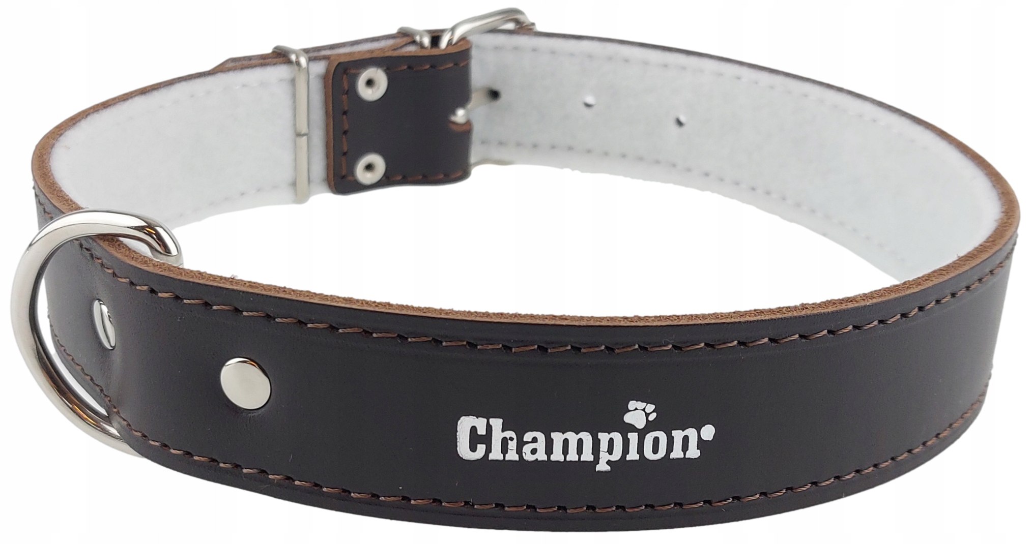 Obojek pro psa Lícová kůže Polský Výrobce Champion 80 cm/4 cm Bronz