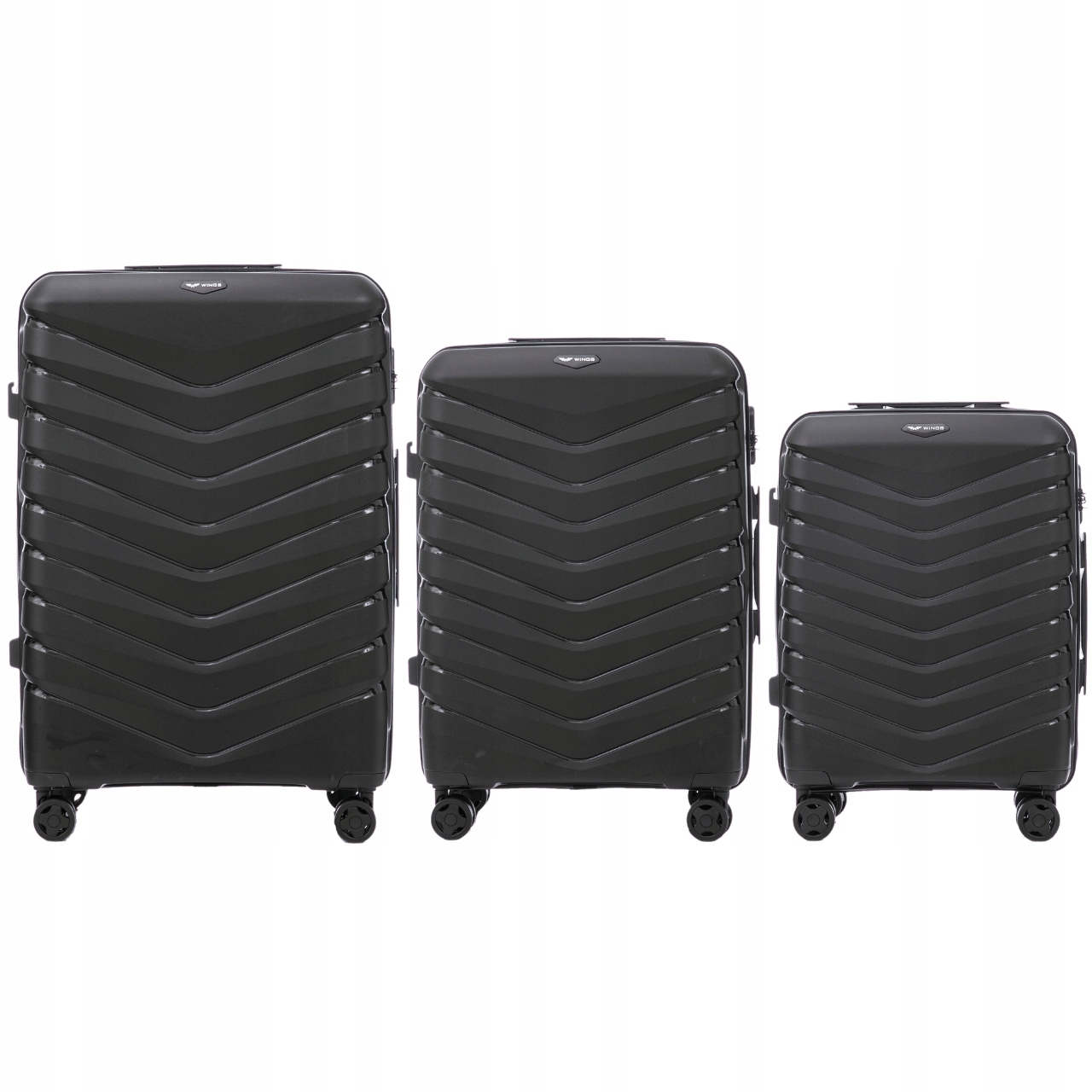 Sada 3 cestovních kufrů Wings Phoenix 2.0 Black Sada tvrdých zavazadel