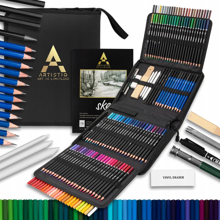 Profesionální Sada Pro Kreslení Skicování Barvení V Penálu 145v1