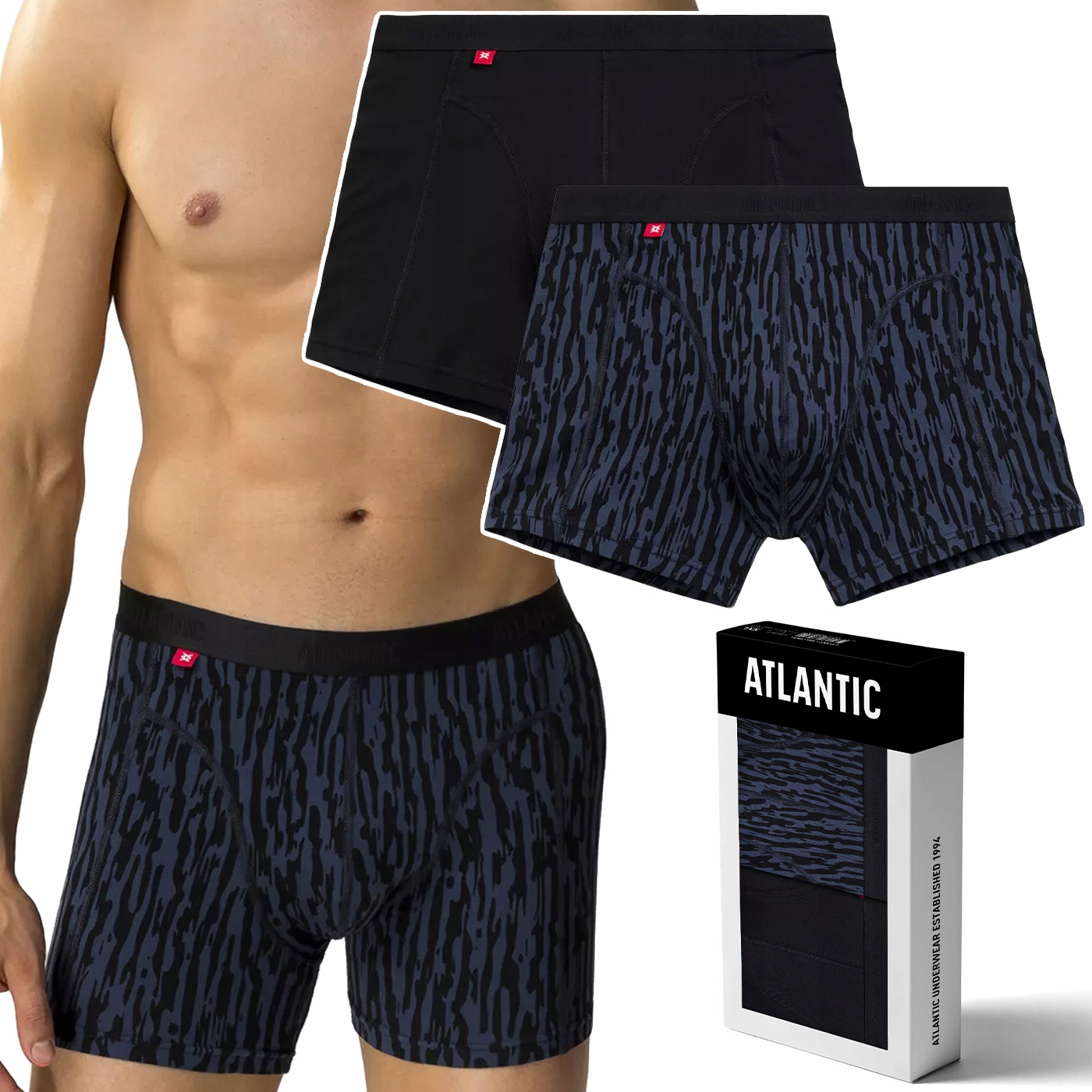 Pánské bavlněné boxerky 2 Páry, dlouhé nohavice Atlantic 2MH-175 L