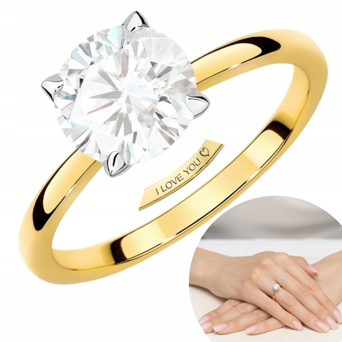 Zlatý Prstýnek Diamant Lab Kulatý 1,50 ct Elegantní Módní