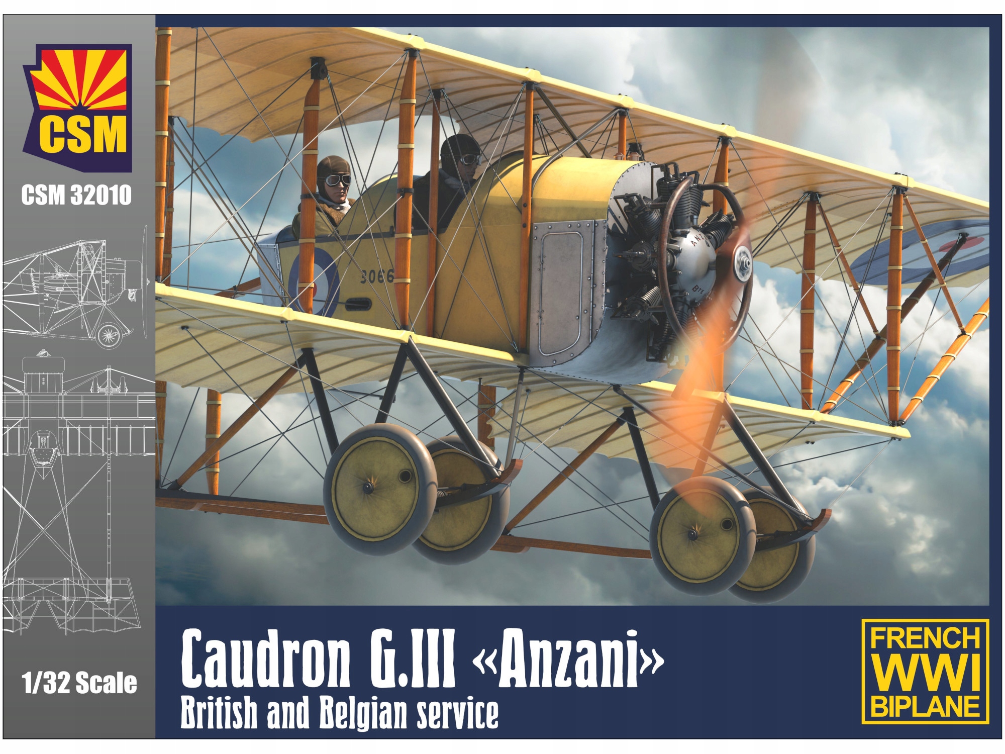 Letadlo Caudron G.iii Anzani model CSM32010 Copper State Models