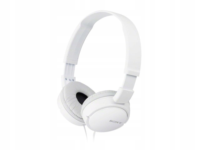 

białe słuchawki z mikrofonem Sony MDR-ZX110AP