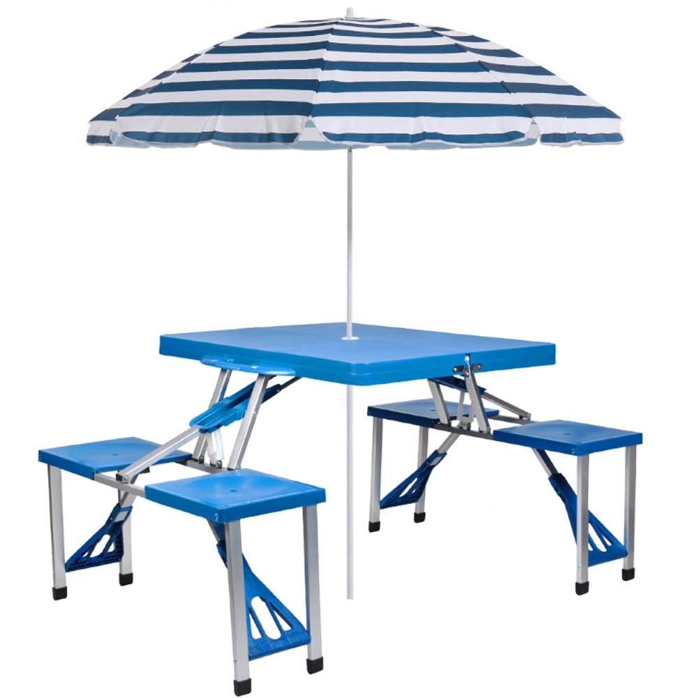 Zestaw Turystyczny Stolik Składany Stół 4 Siedzenia Kempingowy Rozkładany Długość 82 cm