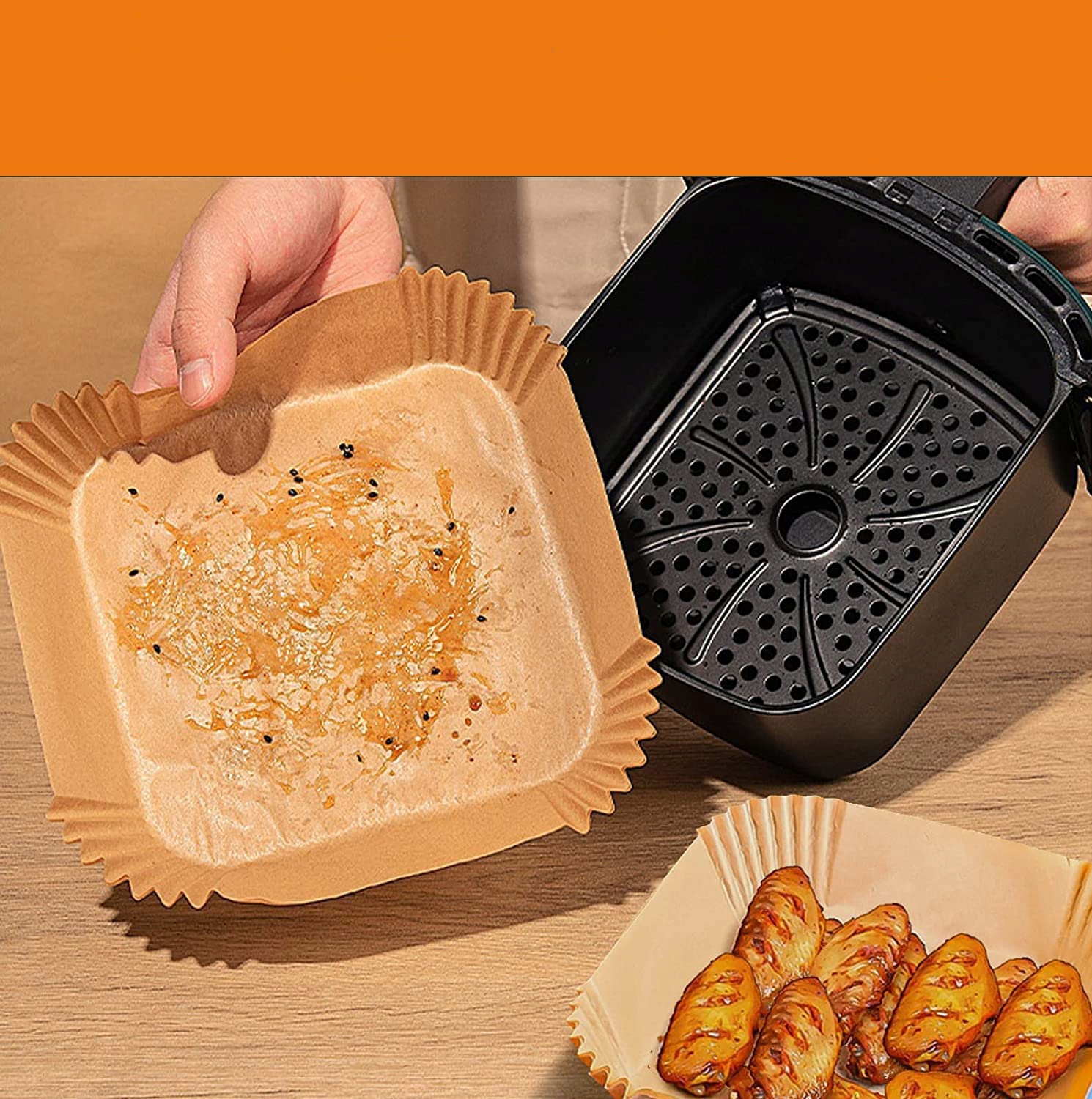 100x PAPIER DO PIECZENIA WKŁADKI DO FRYTKOWNICY POWIETRZNEJ AIR FRYER 20CM Długość (cm) 20