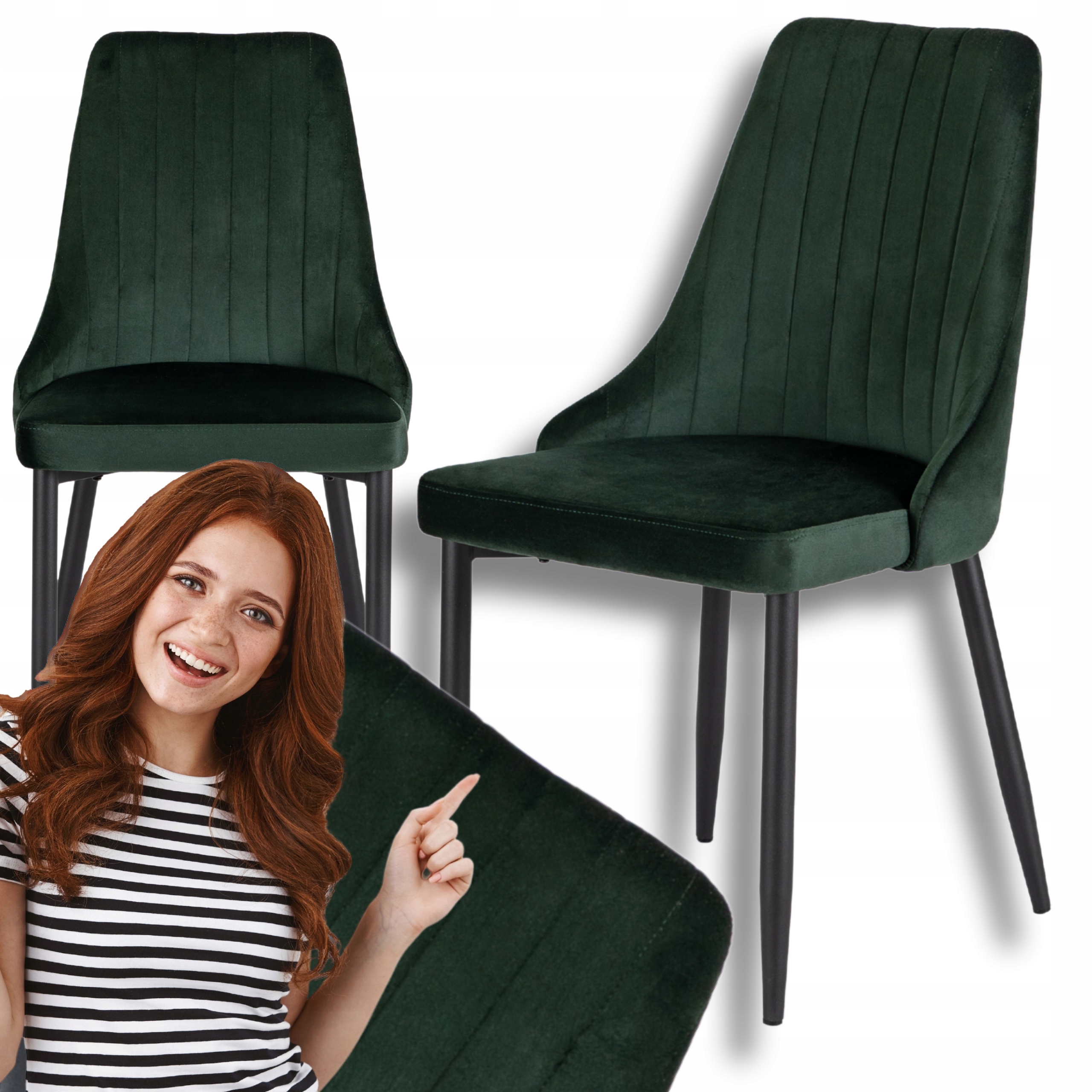 Čalouněné křeslo Velurové do jídelny Kuchyňský obývací pokoj Loft Zelená Bari