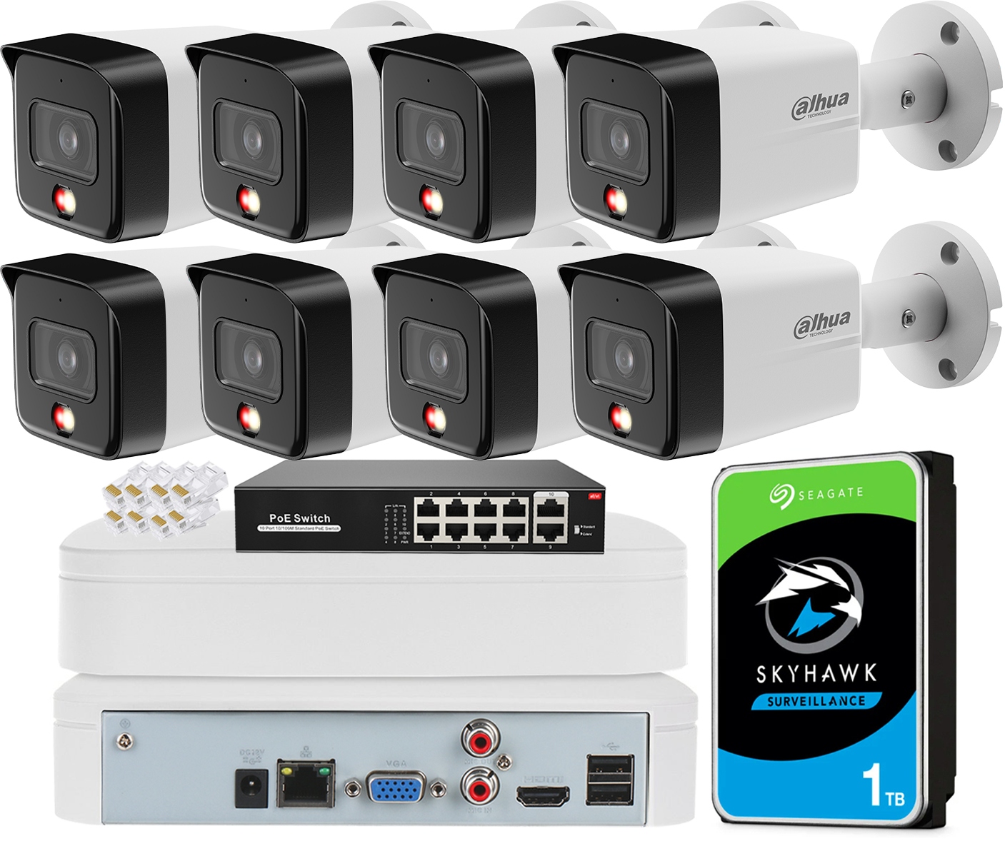 Sada na monitorovanie Dahua 8x 8Mpx kamera Smart Dual Light Aplikácia Detekcia