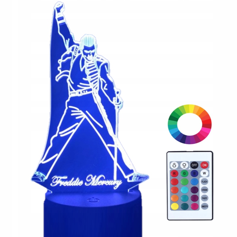 

Lampka Nocna Freddie Mercury Music Led Imię Grawer