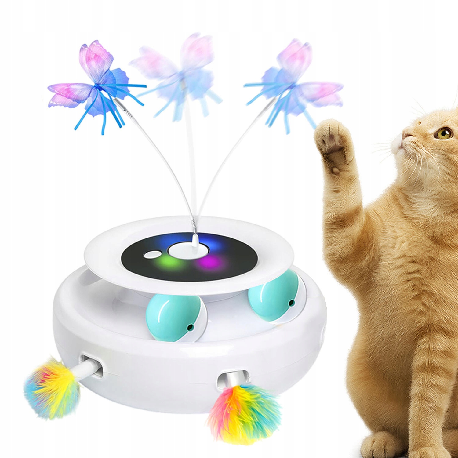Interaktivní Věž Pro Kočky S Míčky Hračka Pírko Na Pružině Zvoní